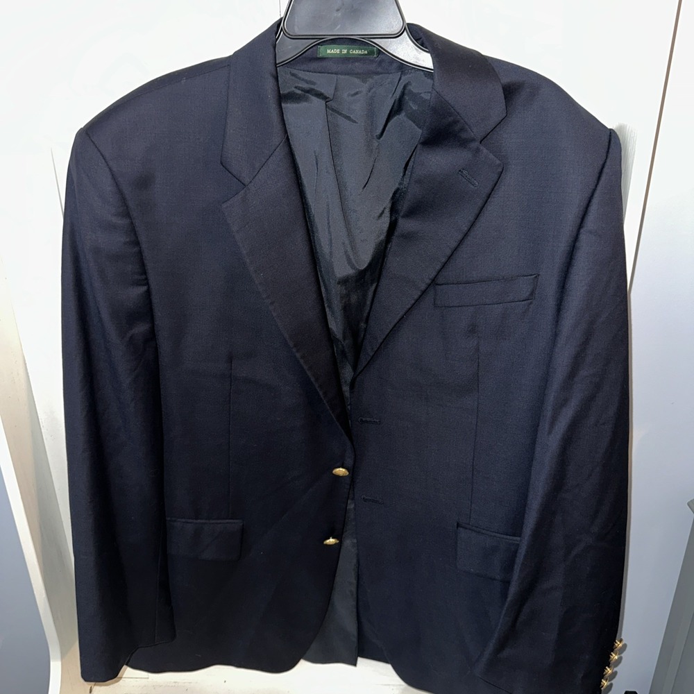 Lauren Ralph Lauren Navy Blue Wool Blazer Jacket 44R Woolmark Gold Buttons